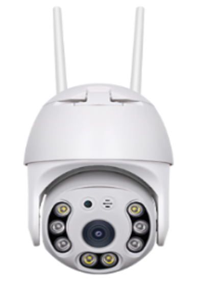 Tuya WiFi Outdoor PTZ Security Camera 3MP, 355° Pan/90° Tilt, 20m IR Night Vision, Two-Way Audio, IP66, 12V, Motion Detect, SD/Cloud, White